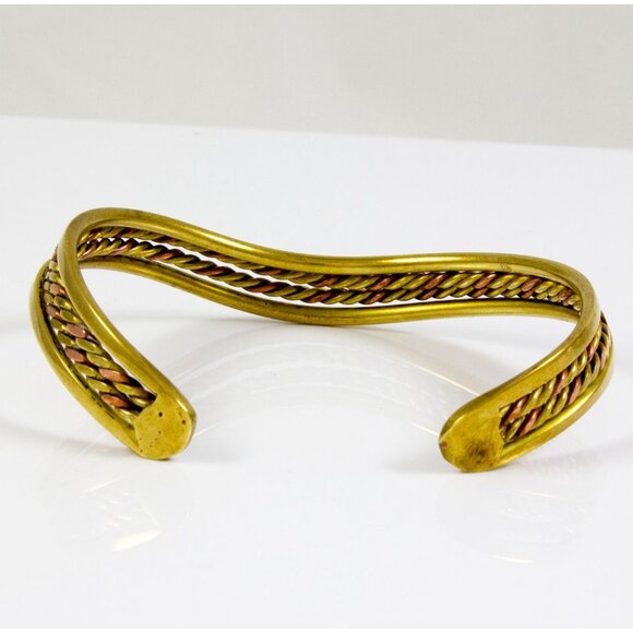 Vintage Mixed Metal Brass 4-Tier Cuff Bracelet - Picture 3 of 3